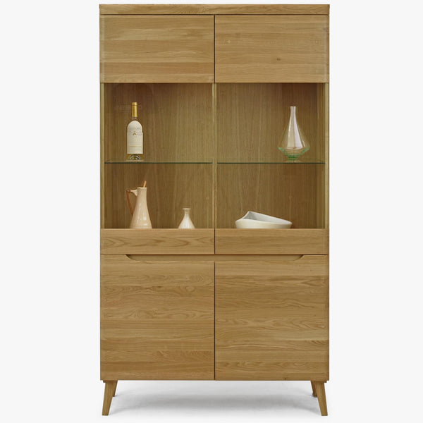 Buffet vitrine en bois massif de chêne Milan 2 - NordicStory