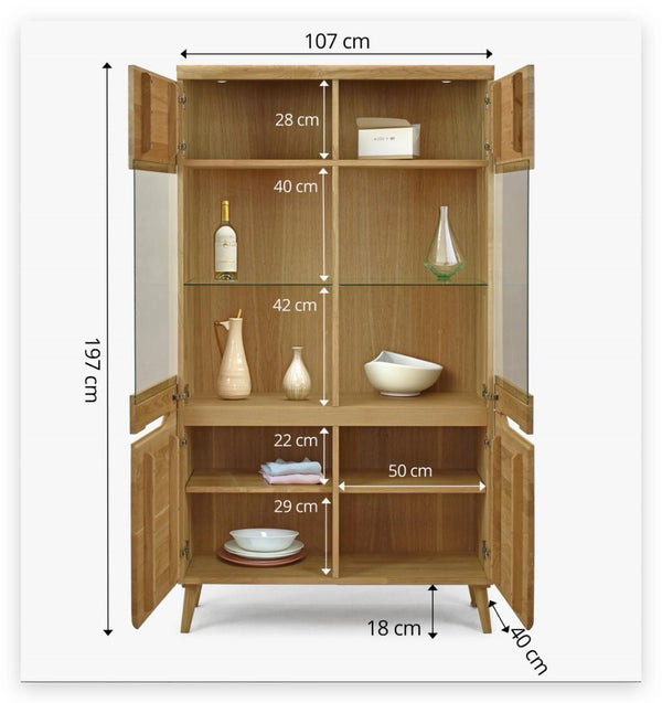 Buffet vitrine en bois massif de chêne Milan 2 - NordicStory