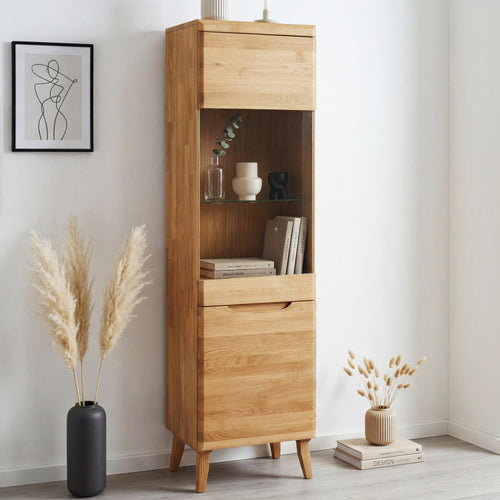 Buffet vitrine en bois massif de chêne Milan 1 - NordicStory