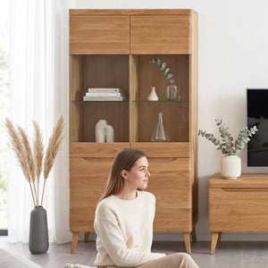Buffet vitrine en bois massif de chêne Milan 2 - NordicStory
