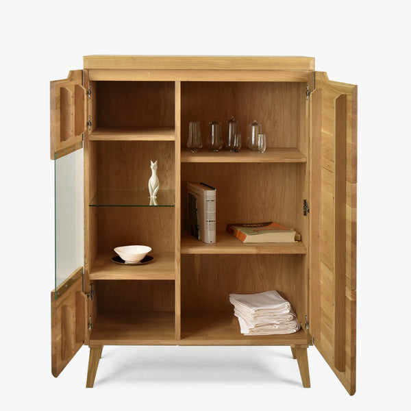 Buffet vitrine en bois massif de chêne Milan 3 - NordicStory