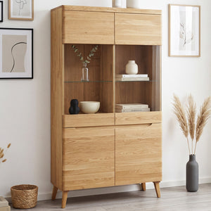 Buffet vitrine en bois massif de chêne Milan 2 - NordicStory