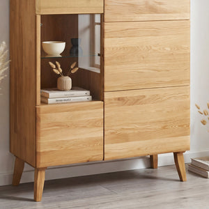 Buffet vitrine en bois massif de chêne Milan 3 - NordicStory