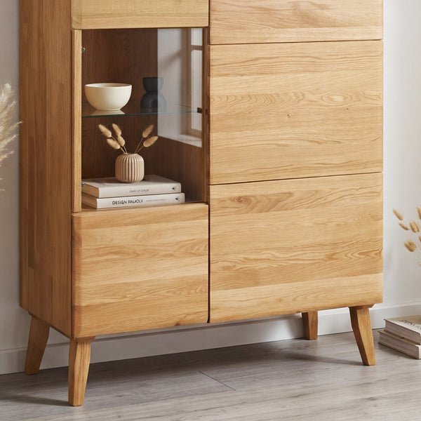 Buffet vitrine en bois massif de chêne Milan 3 - NordicStory