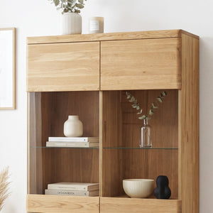 Buffet vitrine en bois massif de chêne Milan 2 - NordicStory