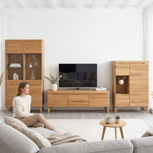 Buffet vitrine en bois massif de chêne Milan 3 - NordicStory