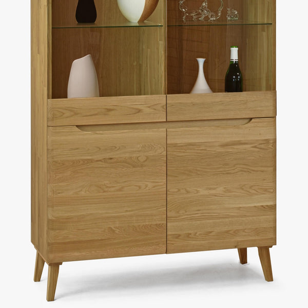 Buffet vitrine en bois massif de chêne Milan 2 - NordicStory