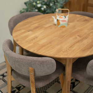 Table à manger ronde extensible en chêne massif Escandi 3 – 100-130 x 100 x 75 cm - NordicStory
