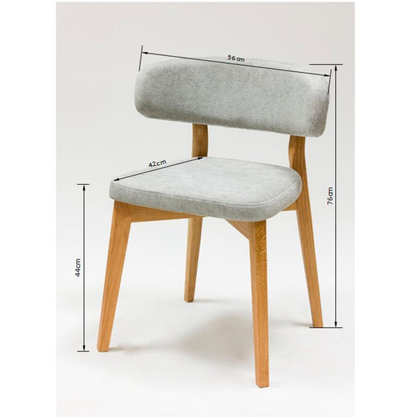 Chaise en bois massif de chêne Claus, revêtement Gris/Marron - Lot de 2 ou 4 chaises - VESKOR