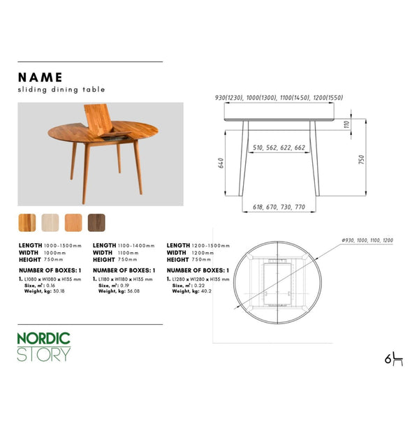 Table à manger ronde extensible en chêne massif Escandi 3 – 100-130 x 100 x 75 cm - NordicStory