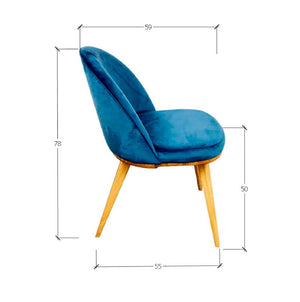 Chaise de salle à manger en bois massif de chêne Clara, revêtement en velours Bleu Monaco – Lot de 2 ou 4 chaises - NordicStory
