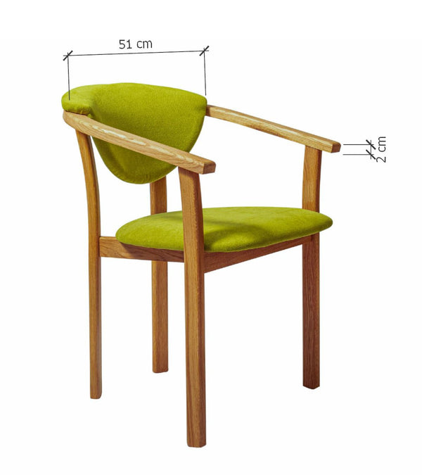 Chaise de salle à manger en bois massif de chêne Alexis, revêtement en tissu Vert Pomme – Lot de 2 ou 4 chaises - NordicStory