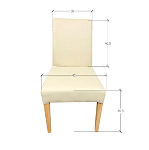 Chaise de salle à manger en bois massif de chêne Malaga, revêtement en simili cuir Beige – Lot de 2 ou 4 chaises - NordicStory
