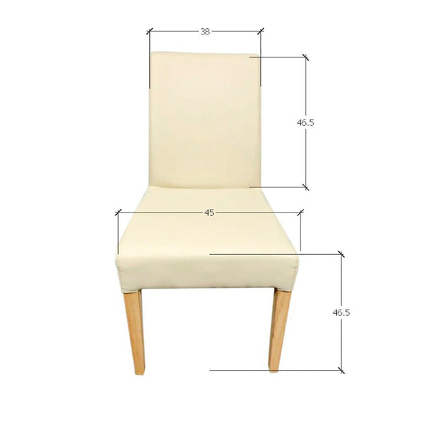 Chaise de salle à manger en bois massif de chêne Malaga, revêtement en simili cuir Beige – Lot de 2 ou 4 chaises - NordicStory