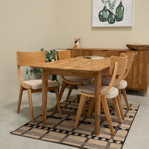 Chaise en bois massif de chêne Lucas, revêtement Gris/Beige - Lot de 2 ou 4 chaises - VESKOR