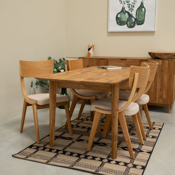 Chaise en bois massif de chêne Lucas, revêtement Gris/Beige - Lot de 2 ou 4 chaises - VESKOR