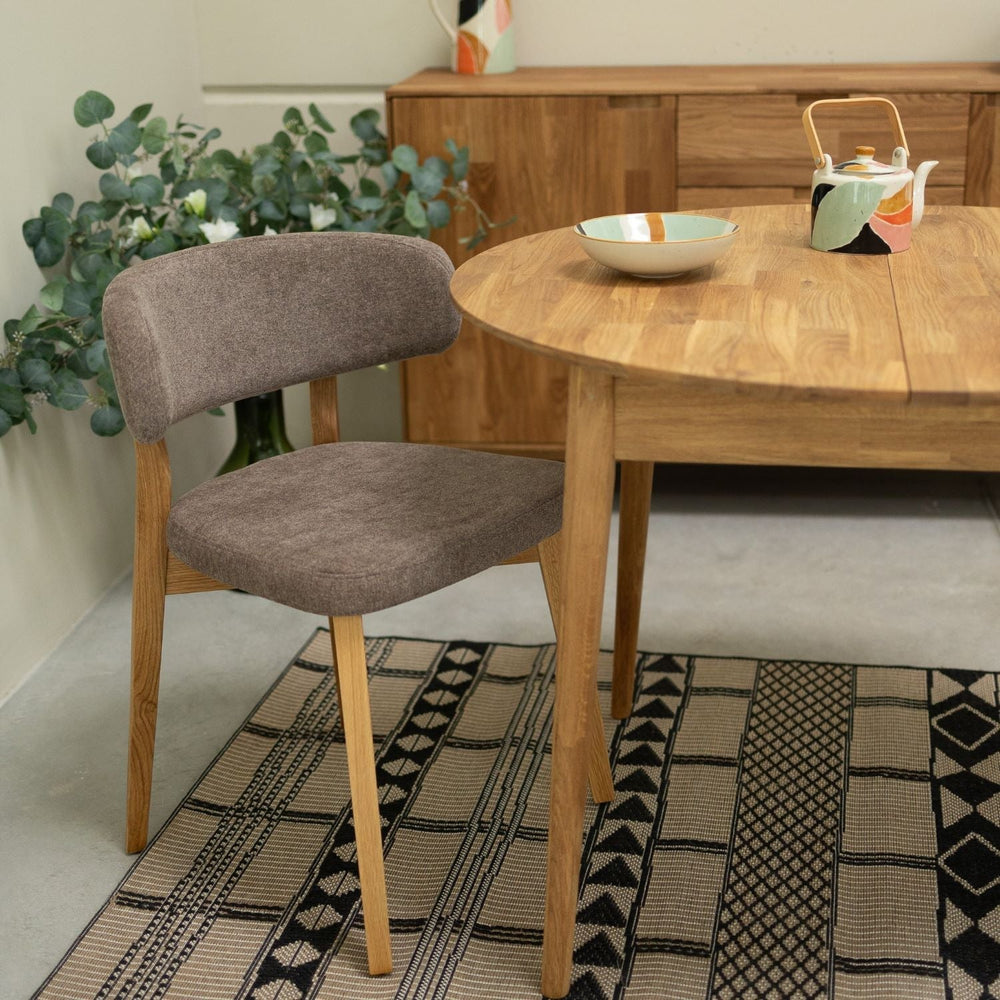 Chaise en bois massif de chêne Claus, revêtement Gris/Marron - Lot de 2 ou 4 chaises - VESKOR