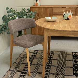 Chaise en bois massif de chêne Claus, revêtement Gris/Marron - Lot de 2 ou 4 chaises - VESKOR