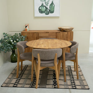 Table à manger ronde extensible en chêne massif Escandi 3 – 100-130 x 100 x 75 cm - NordicStory