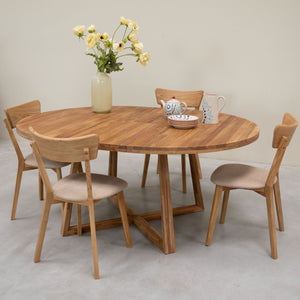 Chaise de salle à manger en bois massif de chêne Diana, revêtement Beige – Lot de 2 ou 4 chaises - NordicStory