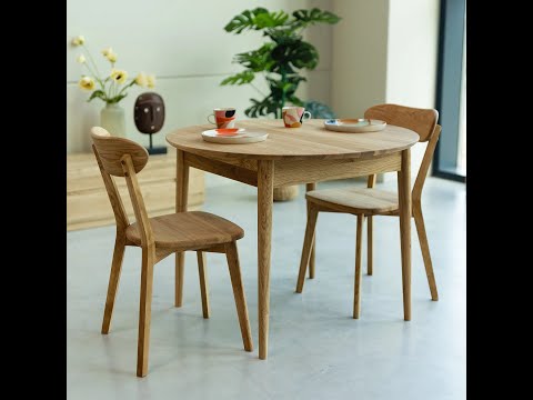 Table à manger ronde extensible en bois massif de chêne Malmo - VESKOR