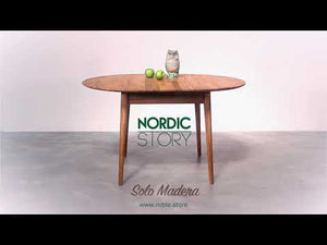 Table à manger ronde extensible en chêne massif Escandi 5 – 110-145 x 110 x 75 cm - NordicStory