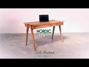 Bureau console en bois massif de chêne Berg – 120 x 65 x 76 cm - NordicStory