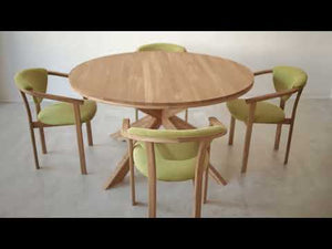 Table à manger ronde extensible en chêne massif Holger – 120-170 x 120 x 76 cm/140-190 x 140 x 76 cm - NordicStory