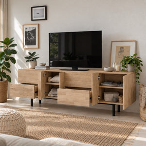 Meuble TV en bois massif de chêne Wardi - NordicStory