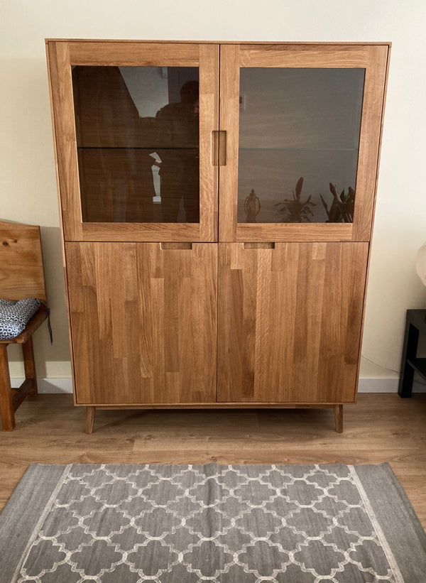 NordicStory Armario Vitrina de madera maciza de roble