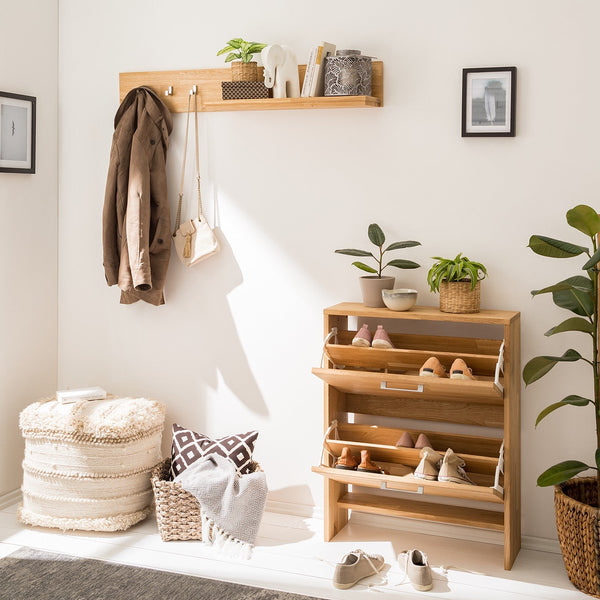 Meuble à chaussures en bois massif de chêne Arizona – 70 x 23 x 89 cm - NordicStory