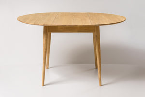 NordicStory Mesa de comedor redonda y extensible de madera maciza de roble  93-123 x 93 x 75 cm.