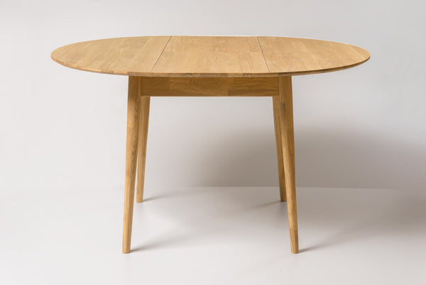 NordicStory Mesa de comedor redonda y extensible de madera maciza de roble  93-123 x 93 x 75 cm.