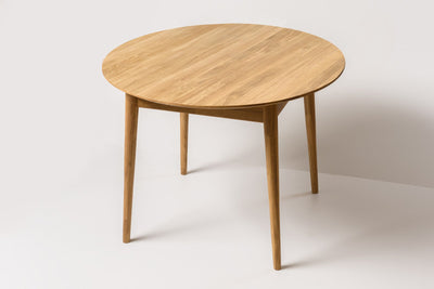 NordicStory Table de salle à manger ronde extensible en chêne massif 93-123 x 93 x 75 cm.