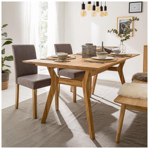 NordicStory Mesa extensible de comedor de madera maciza de roble