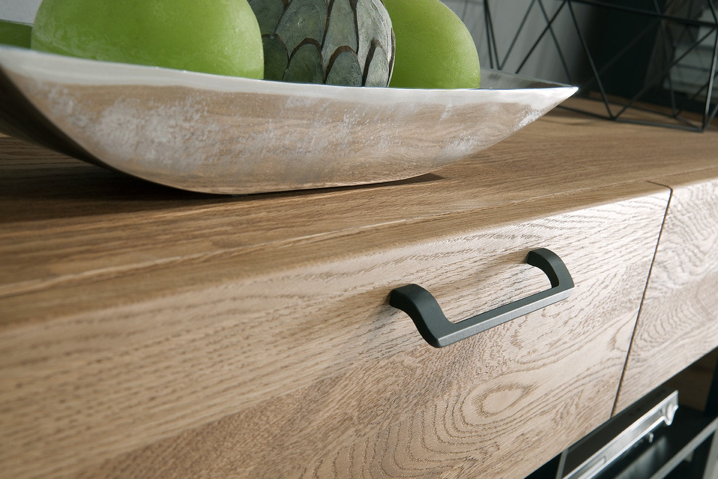 LoftStory Mueble de TV de madera de roble diseno industrial nordico