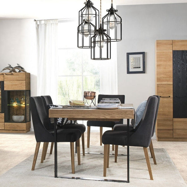 LoftStory Mesa de comedor extensible con patas de metal diseno nordico industrial