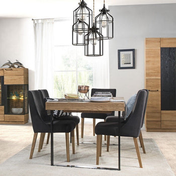 LoftStory Table de salle à manger à rallonge avec pieds en métal Design industriel nordique