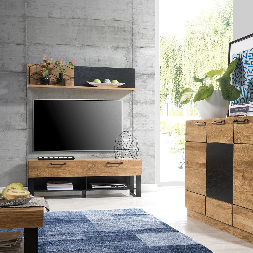 LoftStory Meuble TV en bois de chêne design industriel nordique