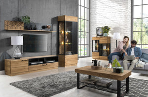 Vitrine en bois de chêne Mozaik 12 - 95 x 42 x 196 cm - LoftStory