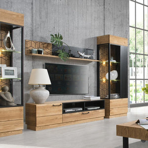 Meuble TV en bois de chêne Mozaik 25 - 170 x 42 x 46 cm - LoftStory