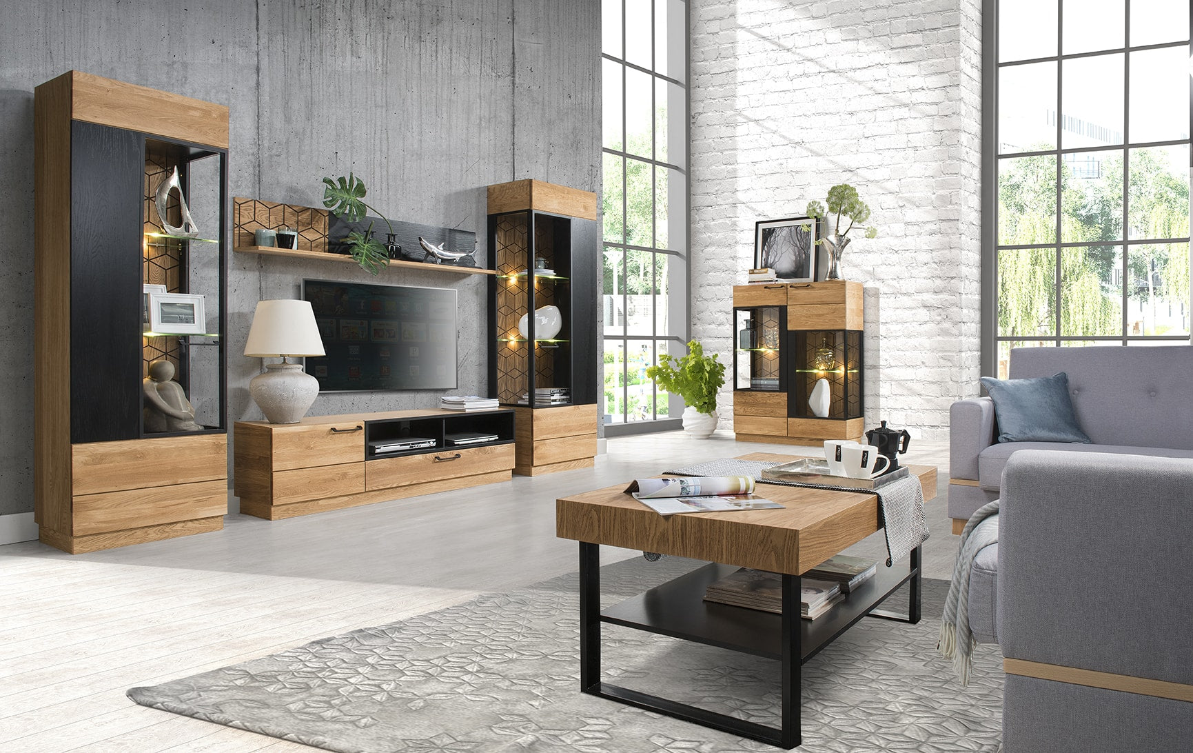 LoftStory Vitrina de madera de roble diseno nordico moderno