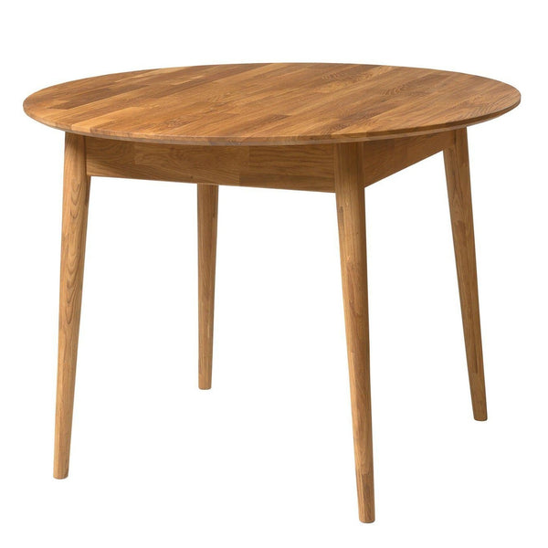 NordicStory Mesa redonda de comedor de madera maciza de roble
