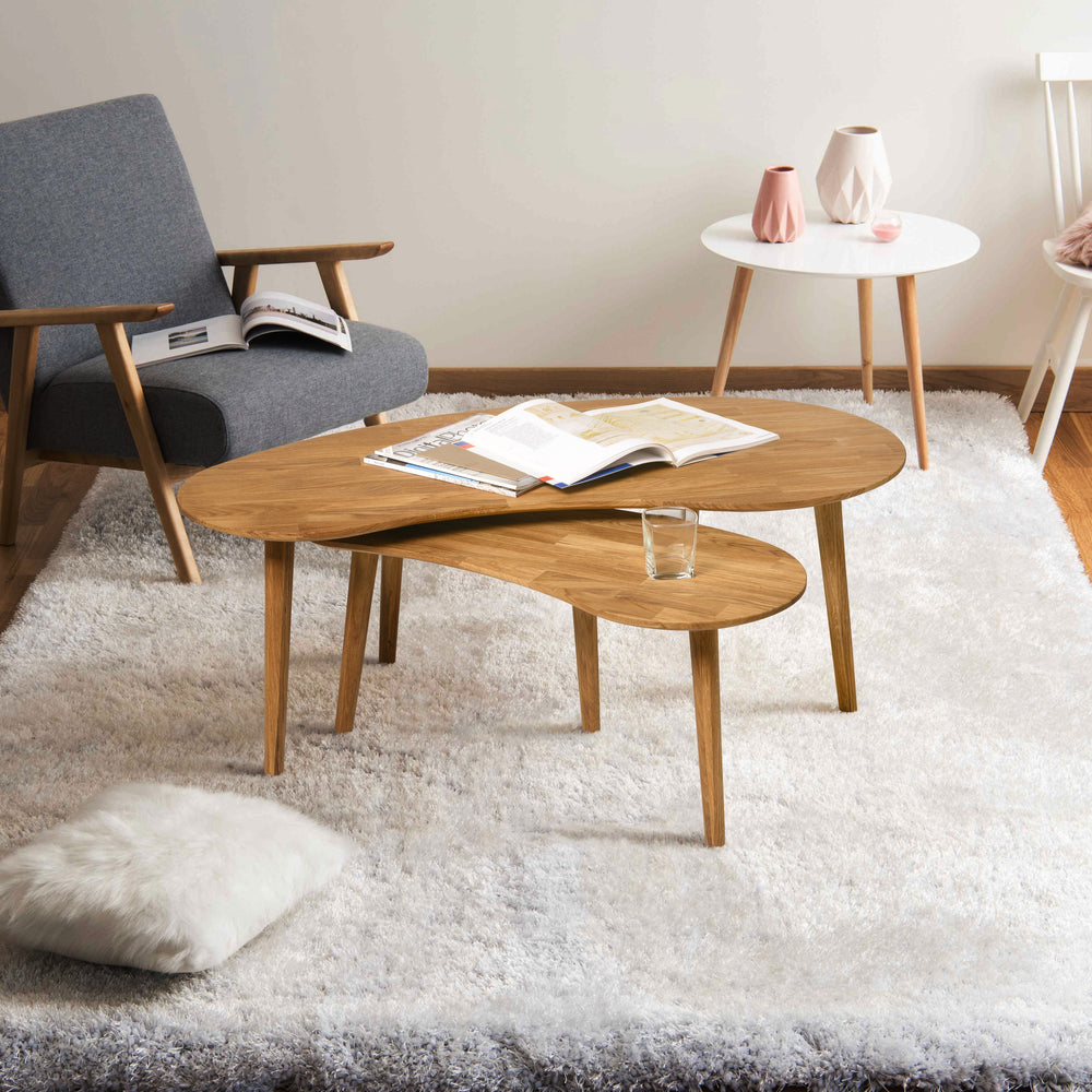 Table basse gigogne en bois massif de chêne Escandi – 120 x 60 x 43 cm / 85 x 40 x 38 cm - NordicStory