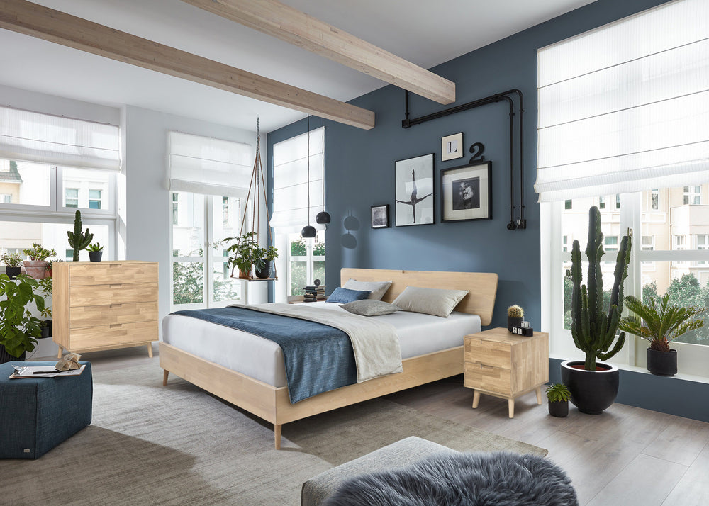 NordicStory Cama de madera maciza de roble