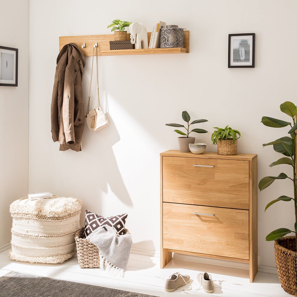 NordicStory Zapatero de roble madera maciza mueble para zapatos
