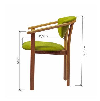 NordicStory Pack de 4 chaises de salle à manger Alexis, cadre en chêne massif, tapisserie en vert vivant