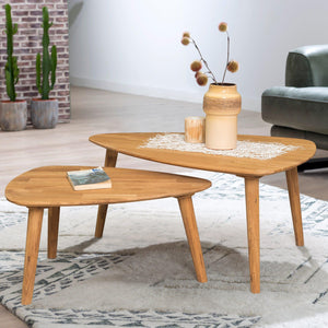 Table basse gigogne en bois massif de chêne Escandi 2 – 70 x 50 x 36 cm / 73,8 x 70 x 45 cm / 90 x 60 x 46 cm - NordicStory