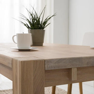 NordicStory Mesa extensible de comedor de madera maciza de roble