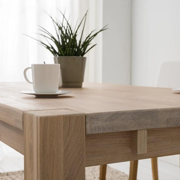 NordicStory Mesa extensible de comedor de madera maciza de roble